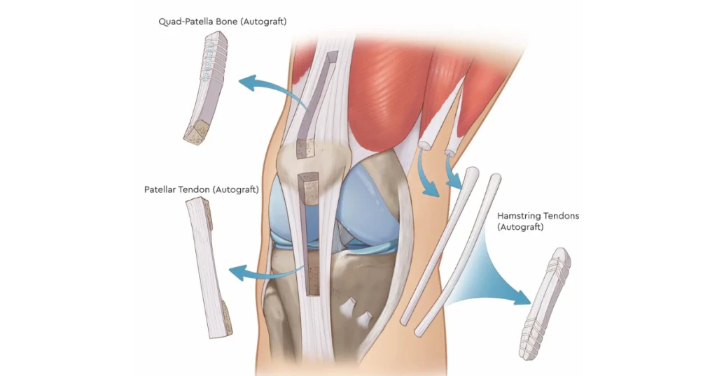 So sánh các loại gân dùng trong mổ tái tạo dây chằng chéo trước (ACL)